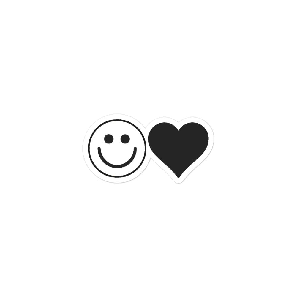 Happy Heart Sticker - B&W